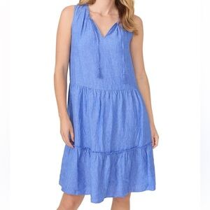 J Mc Laughlin Christa Linen Dress Women’s XS French Blue Sleeveless Pockets